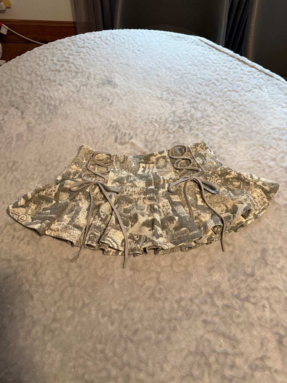 Neutral Camo Lace-Up Mini Skirt - Women's